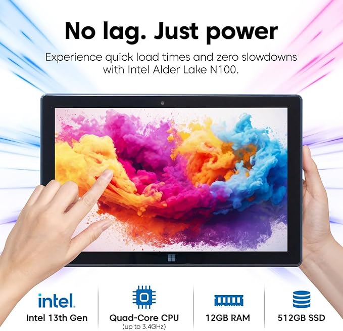 Fusion5 Built in USA 10.1” Windows 11 Professional Tablet PC FWIN232 PRO N5, 12GB RAM, 512GB SSD, Intel 13th Gen, Full HD Windows Tablet, USB C, HDMI - 2 Year Full Warranty with Accidental Damage