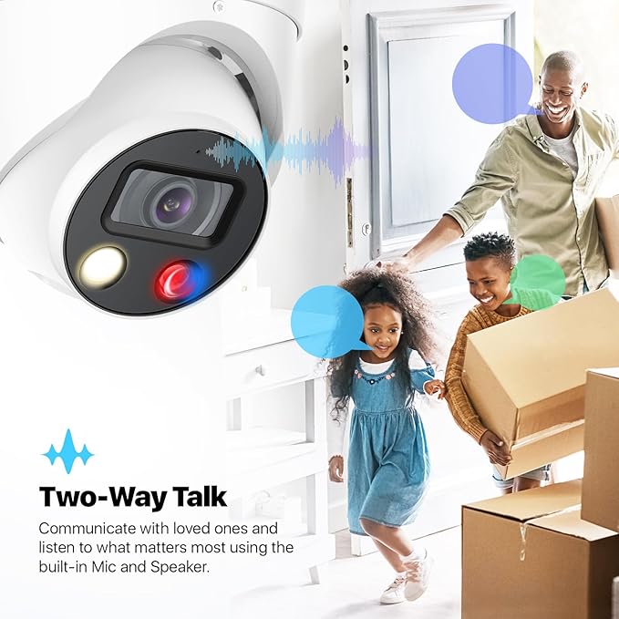 Amcrest UltraHD 4K (8MP) IP POE AI Camera, 4K @30fps, 98ft Night Color Vision F1.0, Security Outdoor Turret Camera, Vehicle & Human Detection, Active Deterrents, Two-Way Audio, IP8M-DT3949EW-3AI