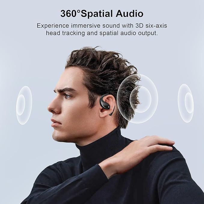 Open Ear Clip Wireless Earbuds Bone Conduction Headphones, Bluetooth 5.4,Open Ear Design,Built-in Mic, IPX5 Waterproof,LED Display Charging Case,Ear Hooks Ear Buds Design for Running Fitness ,Black