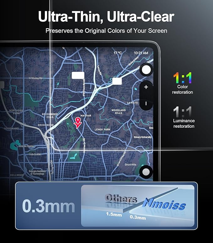 2 in 1 Tesla Model Y & Model 3 [Anti-Glare] Screen Protector, Model 3(2017~2023) /Model Y(2020~2025) Accessories 9H+ Tempered Glass, Fingerprint Resistant, Curved Edge Fit