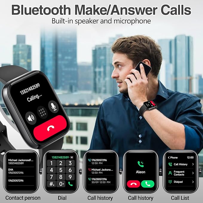 Smart Watch for Women Men with Bluetooth Call, Alexa Built-in Smartwatch, 1.83"DIY Dial Fitness Watch with Sleep Heart Rate Monitor, 110+ Sport Modes, IP68 Waterproof Watch Compatible with Android iOS