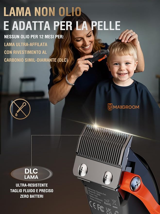 Professional Hair Clippers for Men, 9000 RPM Magnetic Motor, DLC Blades Cordless Hair Cutting Clippers, Beard Trimmer, Haircut Kit, Perfect for Barber Fades, Gifts for Men