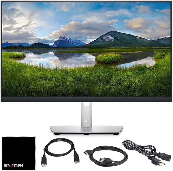 Dell P2725H 27" Full HD IPS Monitor – 1080p, 16:9, DisplayPort & USB 3.0 Cables – Latest Model – Boomph's Comprehensive Ultimate Performance Cloth Solution for Your Workspace