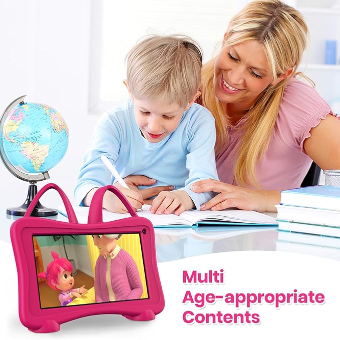 Kids Tablet 7 Toddler Learning Tablet with WiFi, YouTube, Dual Camera, Touch Screen, Parental Control, Child Tablets for Boys Girls (Rose)