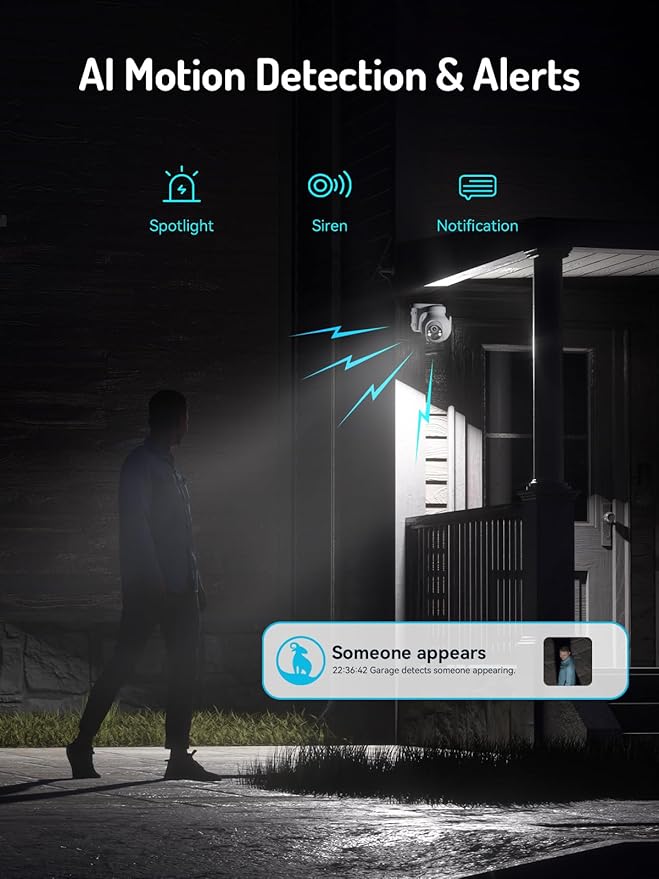 blurams 2K Solar Outdoor Camera Wireless, 360° PTZ Security Cameras Wireless Outdoor with Human Auto Tracking, R/Color Night Vision, Battery Powered, Compatible with Alexa, 2.4GHz Only, 2Pack