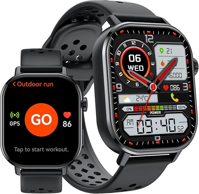 GPS Smart Watch for Men, Fitness Tracker with 178+ Sports Modes, Fitness Watch with 2.06" AMOLED Touchscreen, Heart Rate/Sleep Monitor, IP68 Waterproof, Notifications for Android iOS