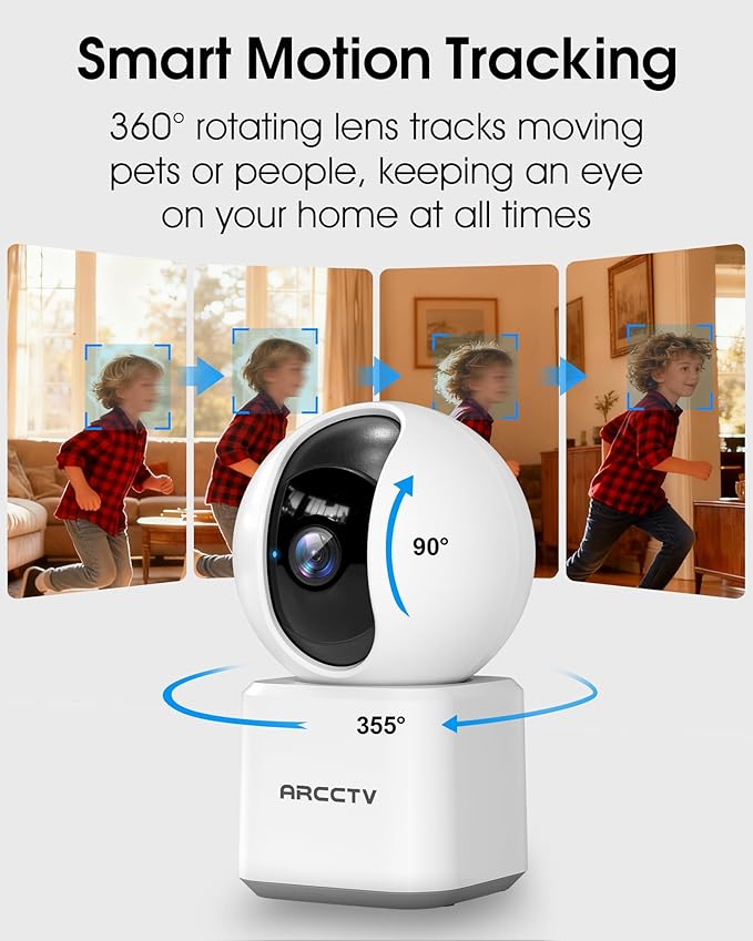 Cameras for Home Security 2pcs with WiFi 6&5GHz/2.4GHz, Motion Tracking Never Miss a Moment, 2-Way Audio, Night Vision, Compatible with Alexa Upgrades Your Idoor Security