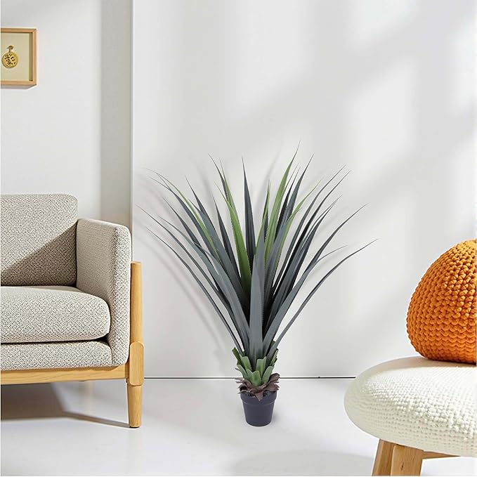 44inch Artificial Agave Plant Potted Plants Fake Agave Plant for Home Office Garden Indoor Outdoor Decoration (2PACK)
