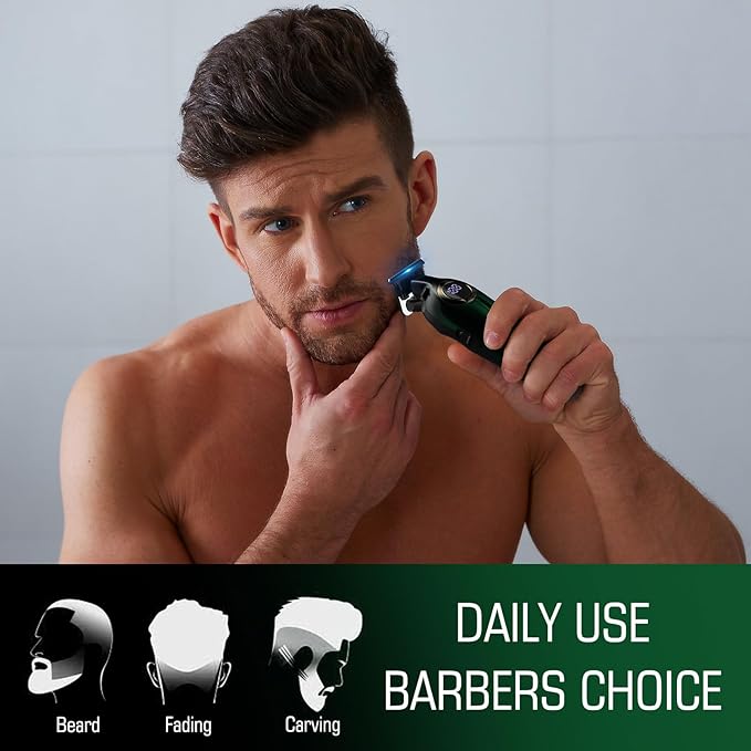 BILLAR Hair Clippers for Men with Beard Trimmer, Professional Clippers & Beard Trimmers Set, Electric Razor Shavers for Men, Cordless Men’s Grooming Kit for Nose, Face, Hair (Green)