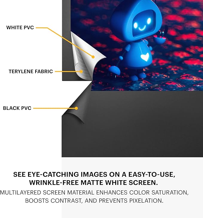 Kodak Portable Projector Screen | 60” Indoor & Outdoor 16:9 Video Projection Surface & Stand with Carry Handle | 1080p, 4K/8K UHD, 3D & HDR Ready | Fast Setup for Movies, Office Presentations & More
