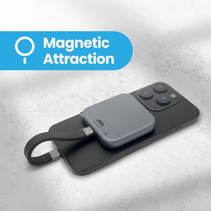 LinkMore 1TB Magnetic External SSD – 950MB/s Read – for ProRes 4K – Portable SSD Compatible with MagSafe, USB-C, USB-A, PC (NR P100)