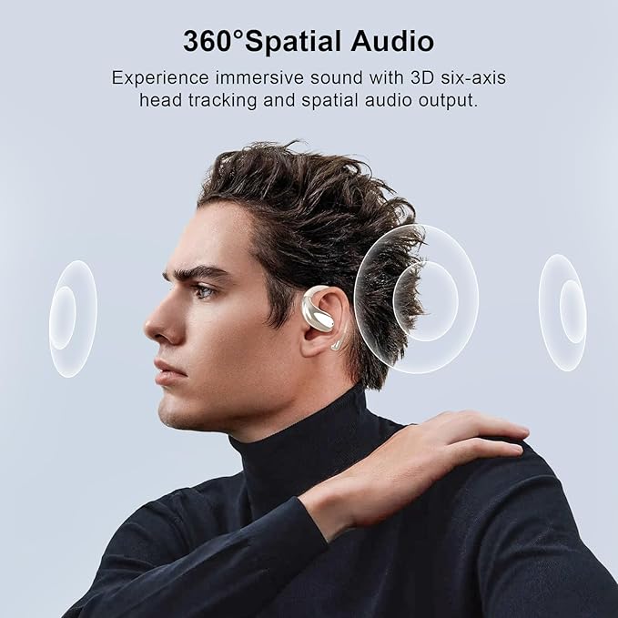 Open Ear Clip Wireless Earbuds Bone Conduction Headphones, Bluetooth 5.4, Open Ear Design, Built-in Mic, IPX7 Waterproof, LED Display Charging Case,Ear Hooks Ear Buds,Design for Running Fitness