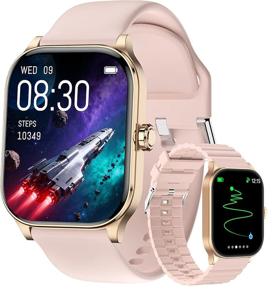 Smart Watch for Women Men with Text and Call, 2025 New AI Smartwatches with Heart Rate/SpO2/Sleep/Stress Monitor, 100+ Sports Modes, GPS Fitness Watches Compatible with iOS/Android (GPS, Pink)