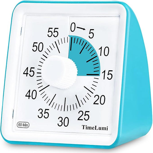 60-Minute Visual Timer for Kids, Time Management Tool Study Classroom Timer, Home Edition Silent Countdown Timer for Toddler, Teachers and Adults (Blue)