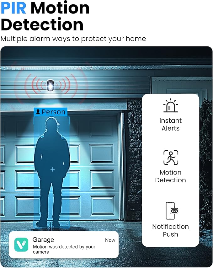 Security Cameras Wireless Outdoor, 2K Battery Powered WiFi Cameras for Home Security with AI Motion Detection, Color Night Vision, Siren Alarm, 2-Way Talk, IP66 Waterproof, Cloud/SD Storage