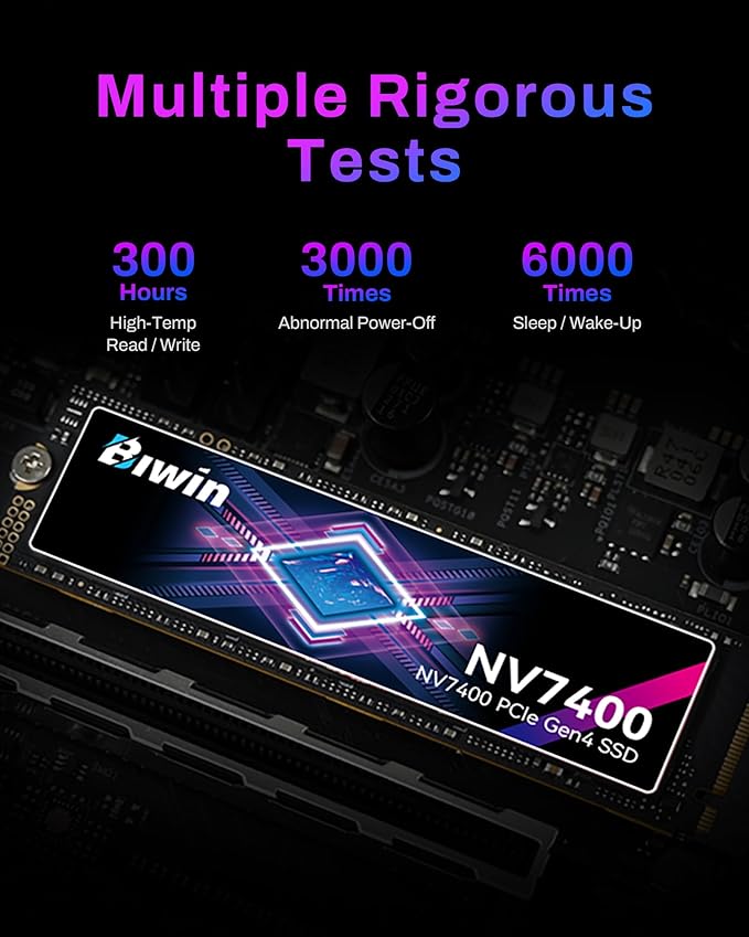 BIWIN Black Opal NV7400 4TB SSD Gen4x4, Read Speed up to 7450MB/s, NVMe M.2 2280 PCIe 4.0 Internal PC Solid State Drive for Laptop/Desktop/PS5