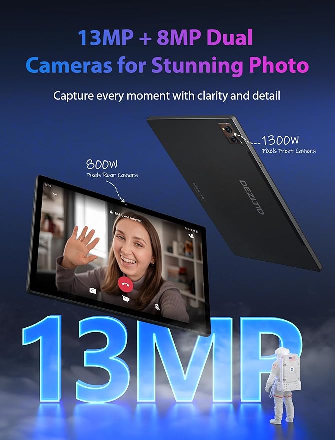 2025 Tablet 14 inch Android 14 Tablets - 2000x1200 FHD, 36GB+256GB(1TB TF), 5G/2.4G Dual WiFi, 8-Core 2.0GHz, 11580mAh,8+13MP, 4 Speakers,Split Screen, GPS with Stylus - Black