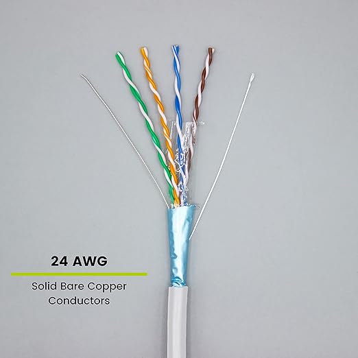 trueCABLE Cat5e Outdoor, Shielded F/UTP, 1000ft, UV Resistant, CMX Rated, White, 24AWG Solid Bare Copper, 350MHz, PoE++ (4PPoE), ETL Listed, Bulk Ethernet Cable