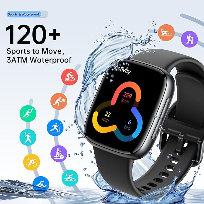 Latest Smart Watches for Women & Men - Performance Upgraded, 1.85-inch AMOLED HD Display (390x450), 12-Day Battery Life, 3ATM Waterproof (30m), Call , Health Monitoring, Fitness Tracking Smart Watch