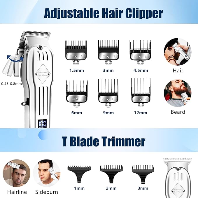 SUNNOW Professional Hair Clippers and Trimmer Set, Beard Trimmer & Foil Shaver & Nose Trimmer Kit for Men, Cordless Mens Clippers and Grooming Kit for Hair Cutting, Beard Styling, Home, Barber