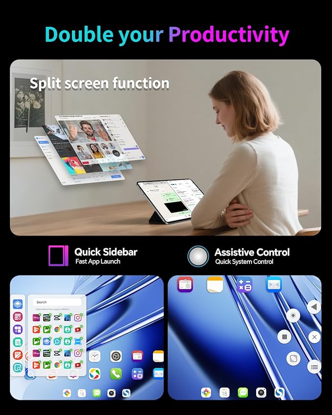 TECLAST Android 16 T65 13.4 inch Large Tablet, 20GB+128GB,120Hz 1920x1200 IPS Display,2.2Ghz Octa-Core Processor,10H 8000mAh Battery, 2.4GHz+5GHz WiFi,4G LTE,GPS, 3.5mm Headphone Jack for Music Lovers