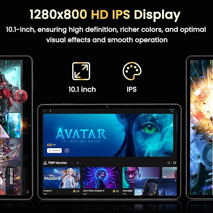 Android 14 Tablet,10 inch Tablets, Octa Core CPU, 10GB+64GB+512GB Expansion, 1280x800 Display Screen, Wi-Fi6, Dual Camera, 6000mAh Battery Tablet PC,Widevine L1 Google Kids Space