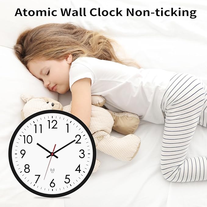 Lumuasky Atomic Wall Clock Analog 12 inch Silent Battery Operated Wall Clocks Modern Clock for Living Room, Office, Home, Bedroom, Kitchen, Bathroom
