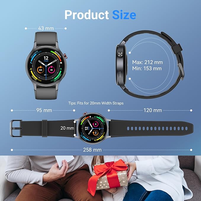 Fitpolo Smart Watch for Men Women,1.3" AMOLED Touchscreen Fitness Tracker, Make/Answer Calls, Heart Rate SpO2 Monitor, IP68 Waterproof, Sleep & Activity Tracking Smartwatch for Android Phones iPhone