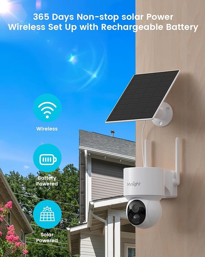 Security Cameras Outdoor Wireless, No Subscription, 4 Cam-Kit, 128G Local Storage HomeBase, 2K Solar Security Camera Wireless System with 360° Pan & Tilt, Color Night Vision, Motion Detection