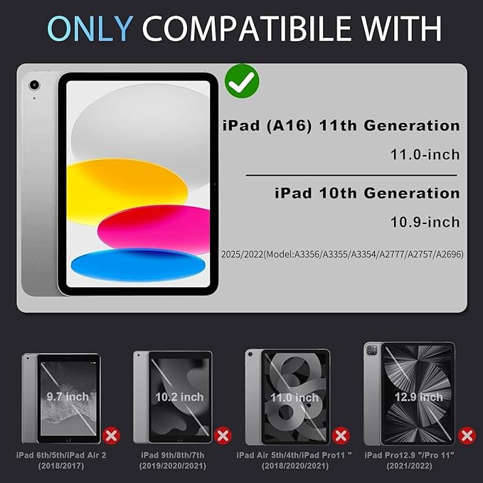 Case for iPad (A16) 11th Generation 11 Inch (2025) /iPad 10th Generation 10.9 Inch (2022) with Screen Protector/Rotating Stand,Military Grade Shockproof i Pad Case 10th Generation,Orange