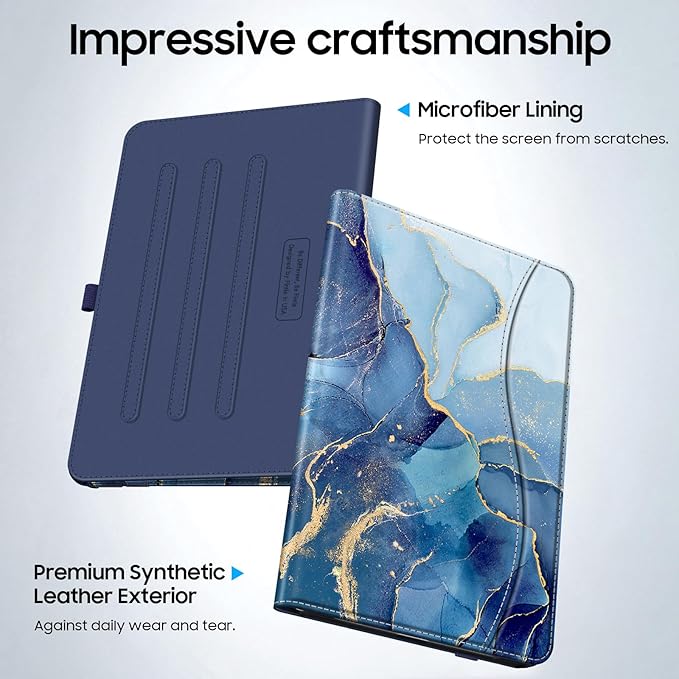 Fintie Case for Samsung Galaxy Tab A9 Plus/A9+ 5G 11 Inch 2023 Model (SM-X210/X216/X218), Multi-Angle Viewing Smart Stand Back Cover with Pocket Auto Wake/Sleep, Ocean Marble