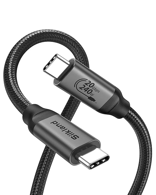 Silkland USB C Monitor Display Cable 10FT [4K@144Hz/60Hz 8K@30Hz], USB C 3.2 Gen 2x2 Video Cable, 20Gbps Data Transfer, 240W PD Fast Charge, Type C Compatible with iPhone 16, MacBook Pro, iPad