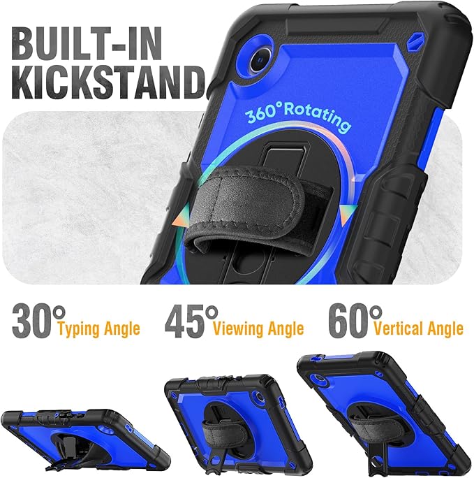 HXCASEAC Case for Samsung Galaxy Tab A9 8.7 Inch, Protective with Screen Protector/Hand Strap/Pen Holder, Sturdy Shockproof for Samsung A9 Tablet Case SM-X110 SM-X115 SM-X117 - Blue