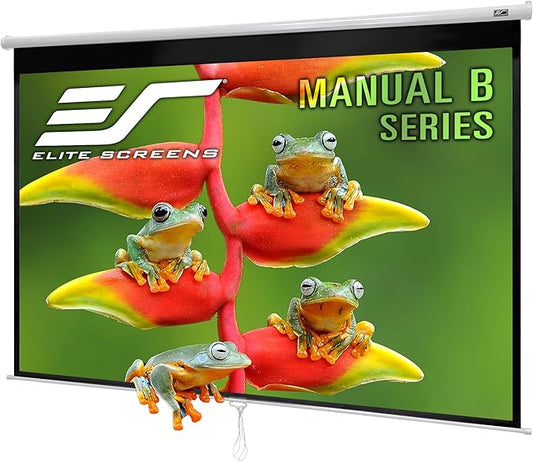 Elite Screens Manual B, 100-INCH 16:10, Manual Pull Down Projector Screen 4K / 8K Ultra HDR 3D Ready Auto-Lock Mechanism, 2-YEAR WARRANTY, M100X