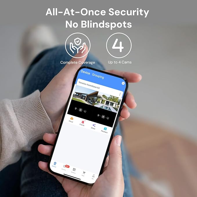 yeewise WiFi6 Solar Security Cameras Wireless Outdoor, 2K QHD Home Security System, 2-Cam Kit, 2.4&5GHz WiFi, Color Night Vision, Local Storage, IP66 Weatherproof, Works with Alexa, No Monthly Fees