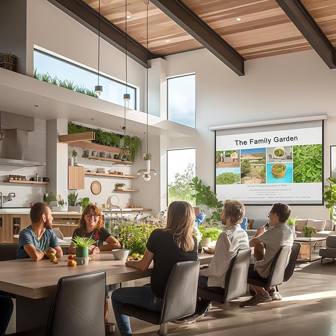 94" Motorized Projector Screen, Electric 16:9 Projector Screen with Remote Control, Indoor/Outdoor HD Movie Screen, Wall/Ceiling Mounted, Perfect for Home Office Theater TV, White