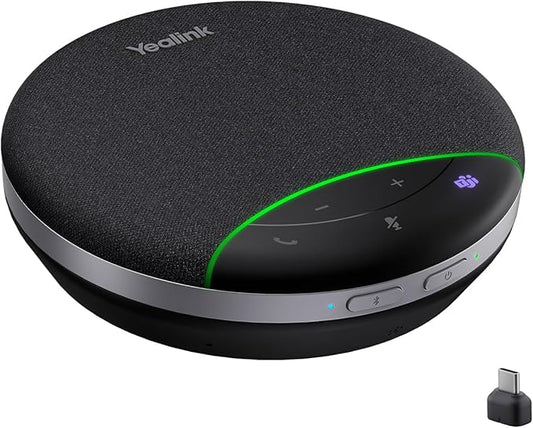 Yealink SP92 Bluetooth Speaker and Microphone with Dongle, Conference Speakerphone for Teams, 13ft 360° Omni Pickup, Full-Duplex Mic, Al Noise Reduction, 20H Call Time, USB C/A