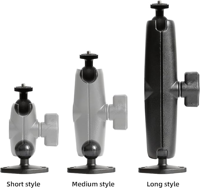 xik Heavy Duty 1/4"-20 Thread Mount: 5.91 inch Aluminum Long Arm with Double Ball Head & 1" Ball- Rhombic Base - Fits DSLR Camera, CCTV, Action Cam, Projector, Security Camera (Wall/Desk/Car/Boat)