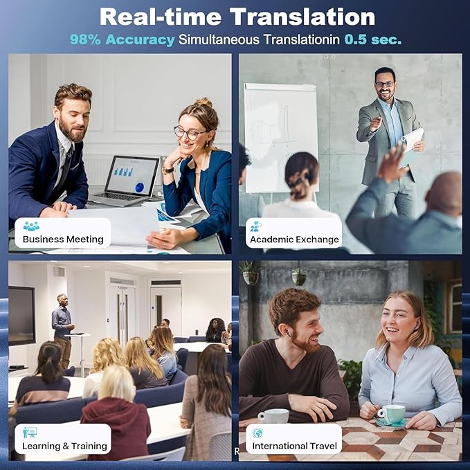 AI Translation Earbuds Real Time - 3-in-1 Bluetooth 5.4 Translating Ear Buds,, 144 Language,Bluetooth Translation Headphone, 80H Playtime Translator, iOS ＆ Android, Travel Business Learning,(Black)
