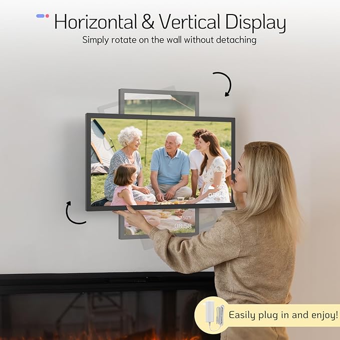 NexFoto 27 Inch Touchscreen Digital Picture Frame, FHD WiFi Photo Frame Electronic, 64GB Digital Frame, Add Photos from Google Photos, Upload Videos, Gifts for Christmas/Mom/Grandparents, Black