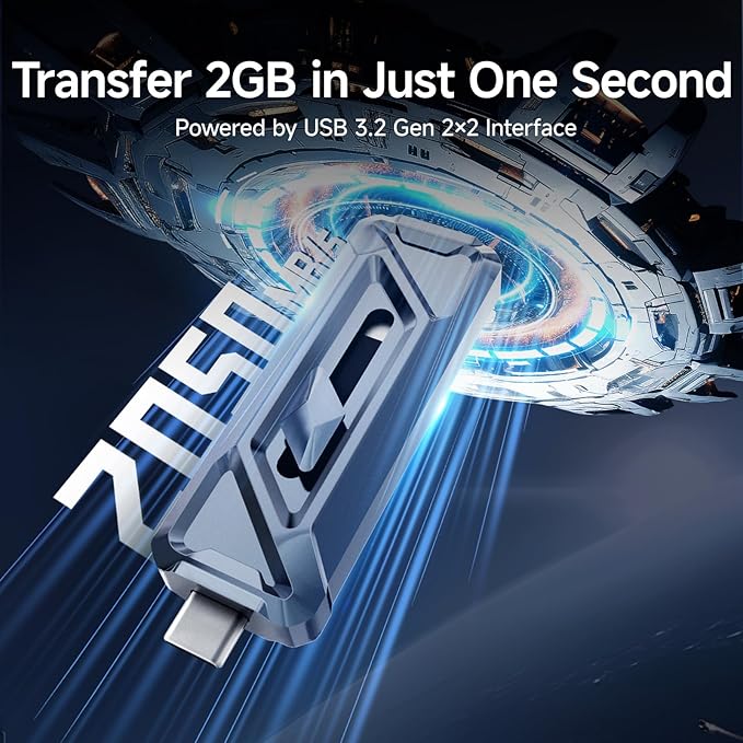 fanxiang 1TB External SSD USB Drive, 2050MB/s USB-C & USB-A Portable SSD 1TB,4K ProRes HDR Recording & Store,Zinc Alloy,External Solid State Drive for iPhone 15/16/17/Android/PC/Mac - F955