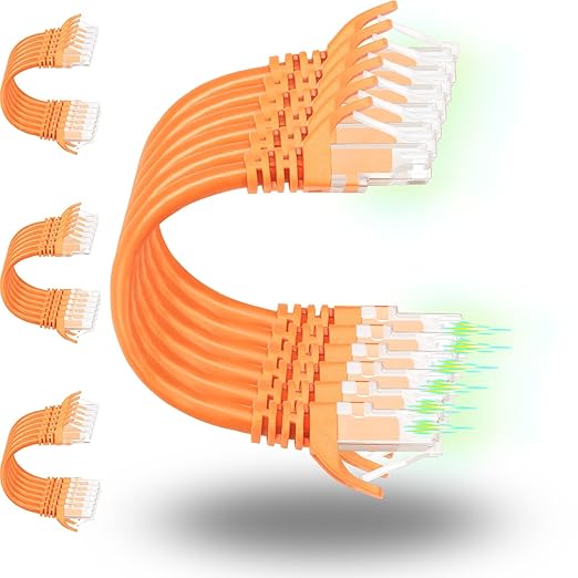 Rapink Patch Cables Cat6 2ft (24 Pack), Ethernet Patch Cable 10G Support, Cat 6 Patch Cable for Patch Panel to Switch, Flexiable Cat 6 Ethernet Cable with Gold Plated Orange