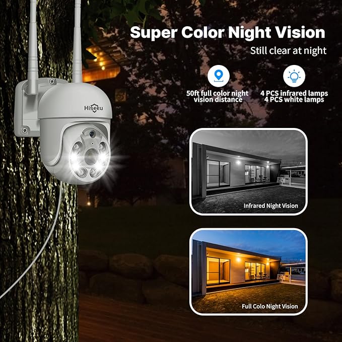 【 5mp, Two-Way Audio, 360 ° Tracking】 Monitoring Camera Wireless Hiseeu Integrated NVR 1920P 5-megapixel 4-Piece Set with Built-in 1TBHDD can be Added to 10 Channels for Remote Monitoring