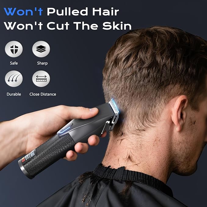 Hair Clippers for Men, Professional Cordless Hair Cutting and Trimmers Set with 7500RPM Powerful Motor & LCD Display, Mutil Function Mens Electric Hair Grooming Shaver Kit for Nose, Face, Body, Beard