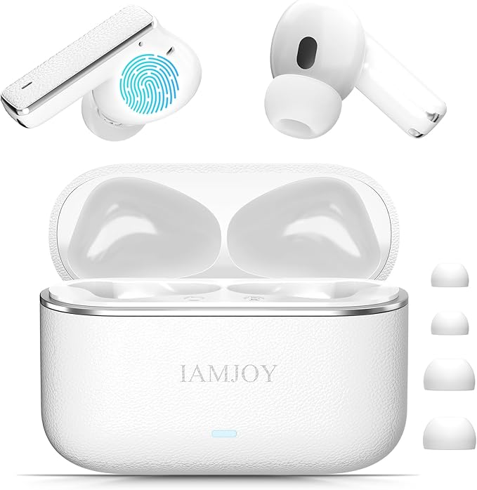 IAMJOY Language Translation Earbuds, 163 Language & Accents Two-Way Translator Device Built-in 6 Mics, 42dB Hybrid Dual Noise Cancelling Earbuds for Travel Business Learning, White