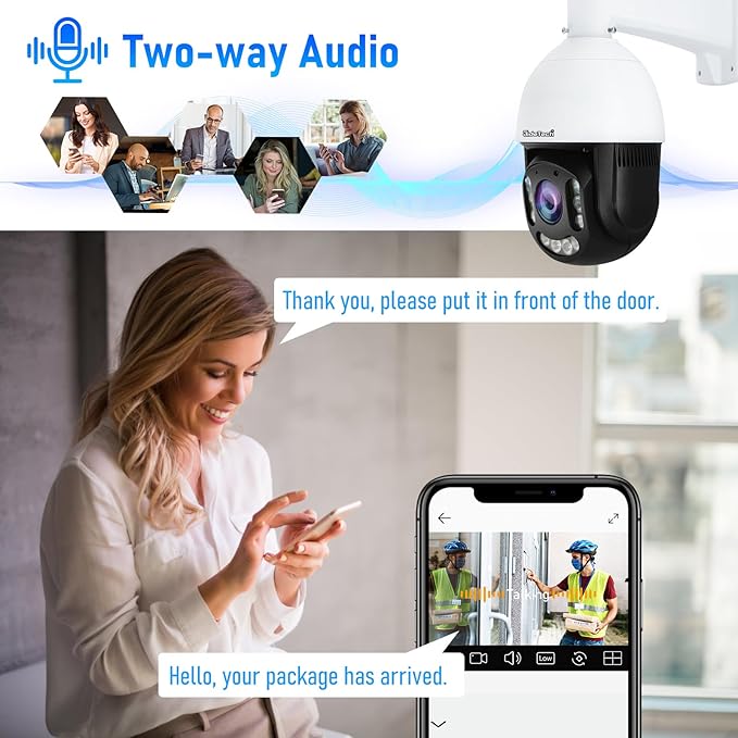 JideTech 4K 8MP Outdoor PTZ IP PoE Camera with 200x Hybird Zoom Pan Tilt Auto Tracking Security Dome Cameras, Human/Vehicle Detection, 492ft IR, Color Night Vision, 2-Way Talk,BlueIris, for ONVIF NVR
