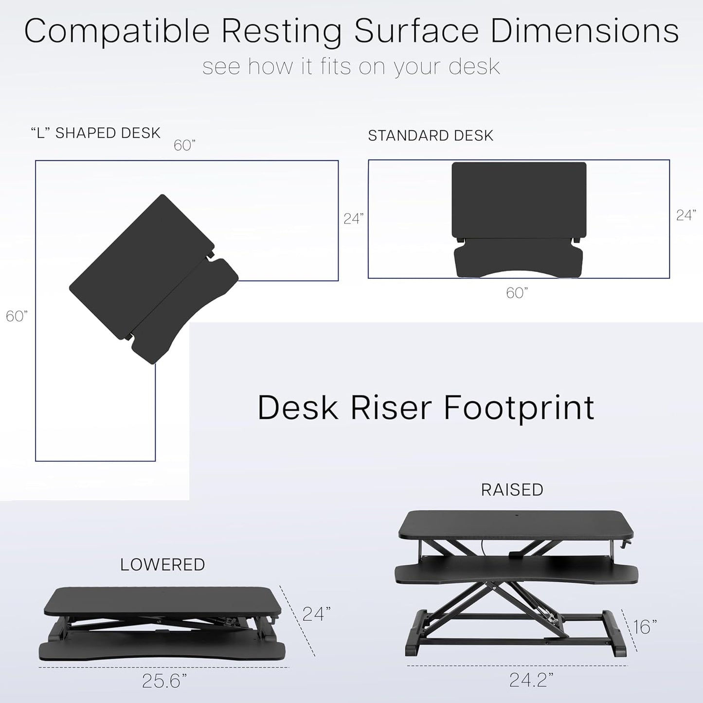 VIVO 26 inch Desk Converter, K Series, Height Adjustable Sit to Stand Riser, Dual Monitor and Laptop Workstation with Keyboard Tray, Black, DESK-V026KB
