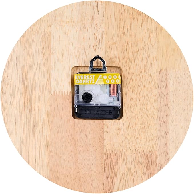 Wooden Wall Clock, Modern Round Design, Natural Wood Finish with sleek black hands, 24 cm size pack of 1 (Battery not included)