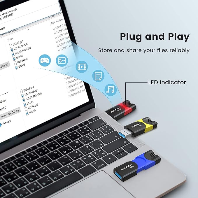 64GB USB 3.0 Flash Drive 10 Pack KOOTION USB 3.0 Thumb Drive Retractable 64G Zip Drive Ultra High Speed USB Stick Jump Drive Rugged Memory Stick with LED Indicator for Data Storage and Transfer