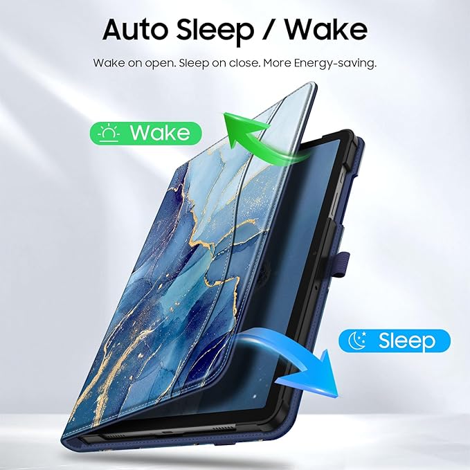 Fintie Case for Samsung Galaxy Tab A9 Plus/A9+ 5G 11 Inch 2023 Model (SM-X210/X216/X218), Multi-Angle Viewing Smart Stand Back Cover with Pocket Auto Wake/Sleep, Ocean Marble